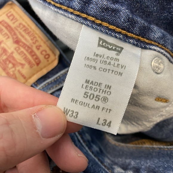 Vintage Levis 505 Jeans Mens 33x34 Y2K Blue Medium Wash Straight Cotton Denim - Picture 4 of 12